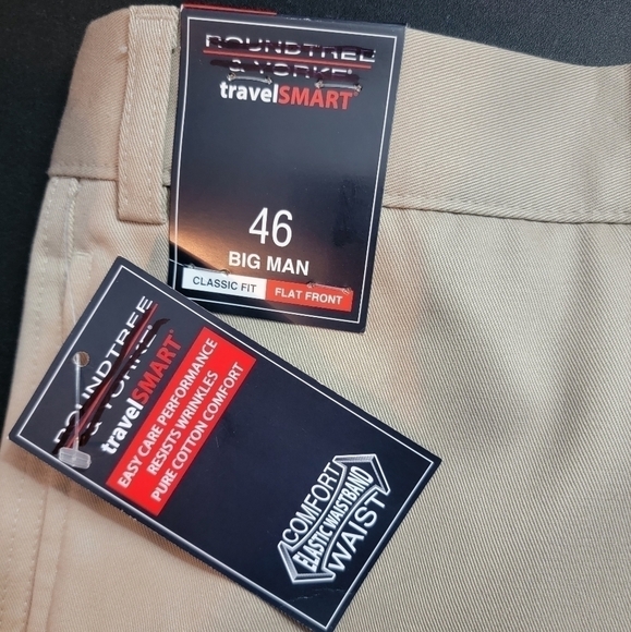 𝅺ROUNDTREE & Yorke Classic Fit Travel Smart Big Man Shorts Tan Size 46 - Picture 4 of 5